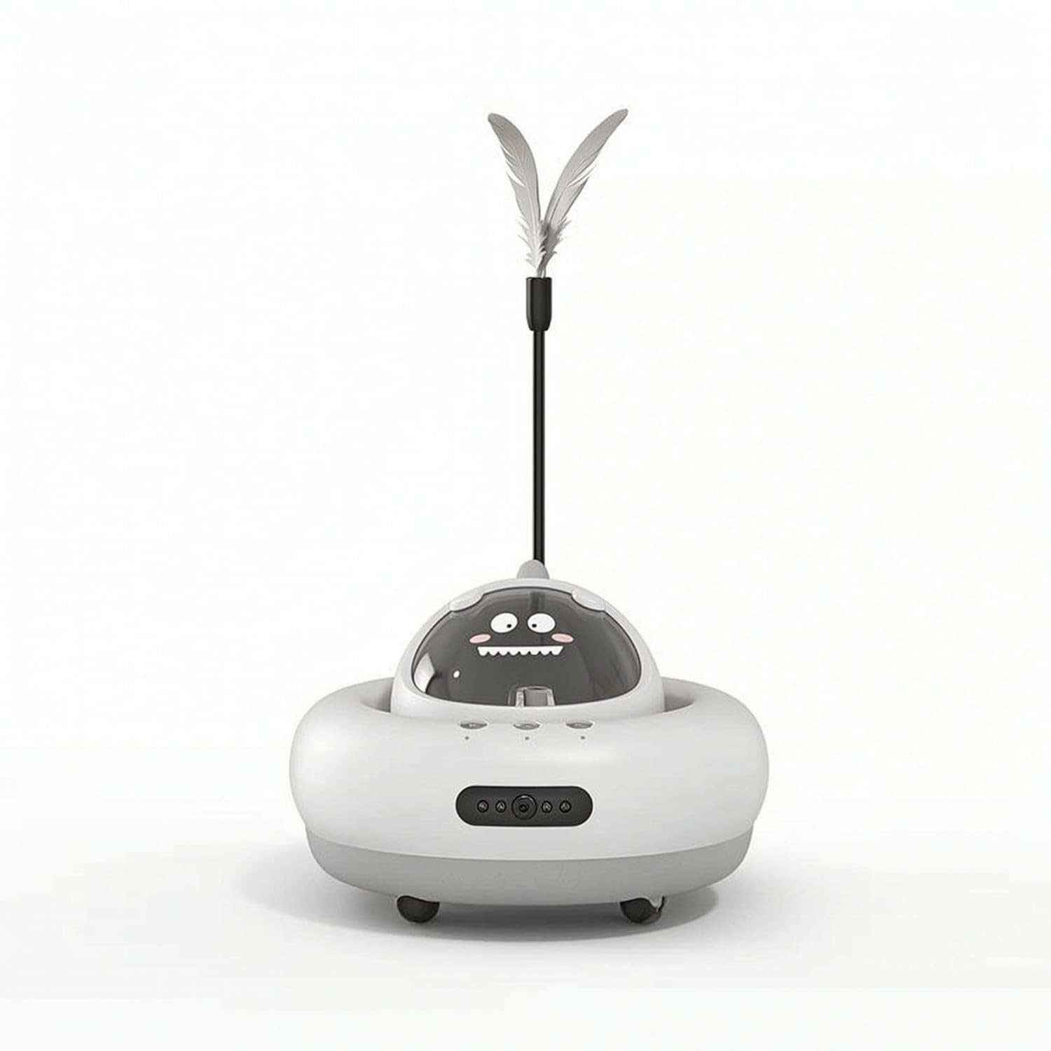 Zoomella Usb Rechargeable Cat Toy With Feather Wand Laser Automated Cat Toy Automatic Electronic For Cats, Kittens, Home, Gray,
