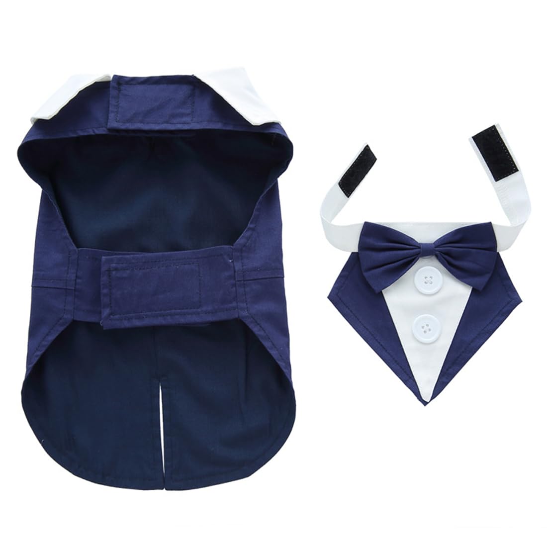 Doteyayp Puppy Tuxedo With Detachable Bowtie Prom Wedding Formal Wear Prince Costume For Small Dog (Large, Blue)
