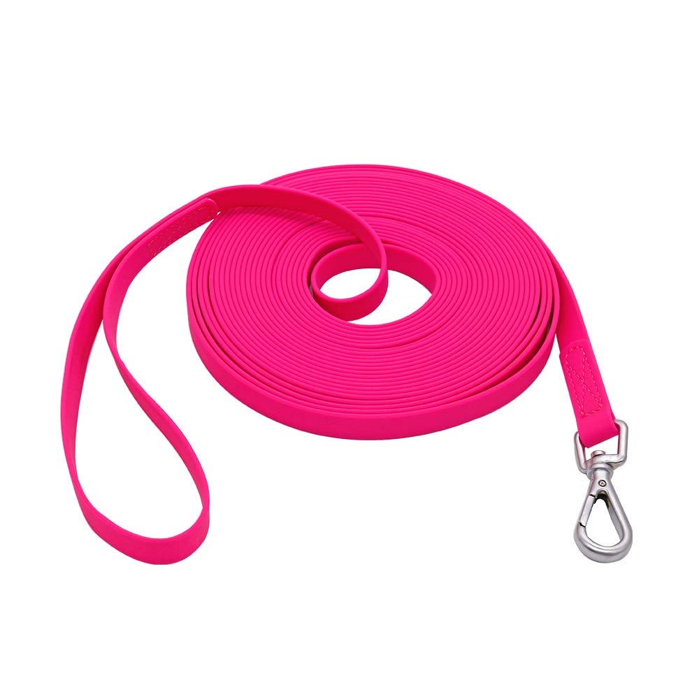 Waterproof Dog Training Leash 50Ft 30Ft 15Ft 10Ft 5Ft Heavy Duty Recall Long Lead For Large Medium Small Dogs (10Ft, Pink)