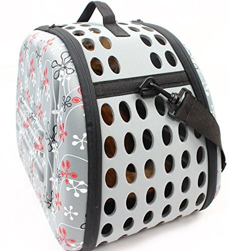 Foldable Pet Dog Cat Carrier Cage Collapsible Travel Kennel - Portable Pet Carrier Outdoor Shoulder Bag For Puppy Dog Cat Small Medium Large Animal (M, Grey)