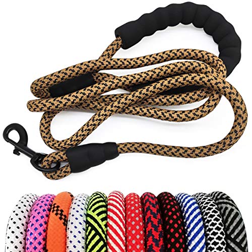 MayPaw Heavy Duty Rope Dog Leash, 1/2 x 6FT Nylon Pet Training Leash, Soft Padded Handle Thick Lead Leash for Large Medium Dogs 