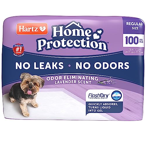 Hartz Home Protection Lavender Scented Dog Pads, 100 count, Super Absorbent & Won't Leak, Odor Eliminating