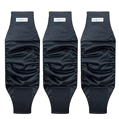 Langsprit Male Belly Bands for Dogs (Pack of 3) - High Absorbing Dog Wraps Male Washable - Reusable Male Dog Diapers (Black, XX-