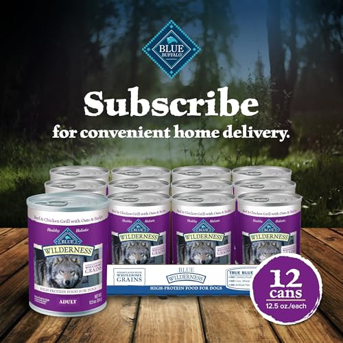 Blue Buffalo Wilderness Adult Wet Dog Food with Wholesome Grains, Made with Natural Ingredients, Beef & Chicken Grill, 12.5-oz.