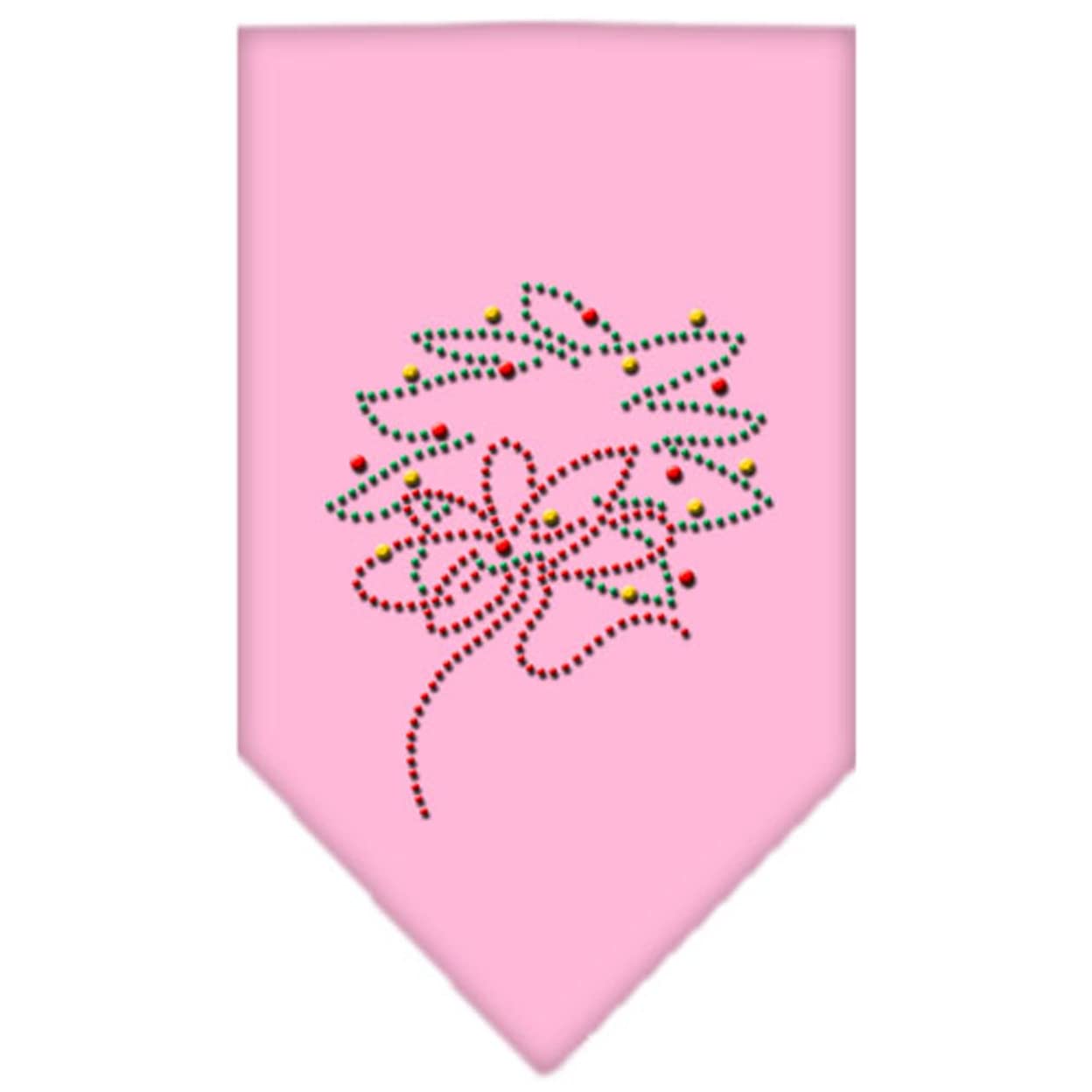 Christmas Pet and Dog Bandana Rhinestone, "Wreath" Light Pink Small