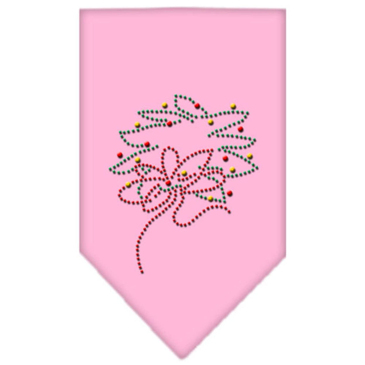 Christmas Pet and Dog Bandana Rhinestone, &quot;Wreath&quot; Light Pink Small