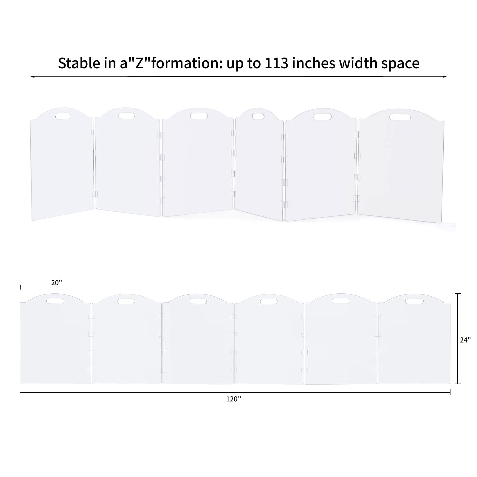 Extra-Wide Clear Acrylic Freestanding Dog Gates for The House - Folding 6-Panel Pet Gates for Doorways, Stairs, and Open Spaces,