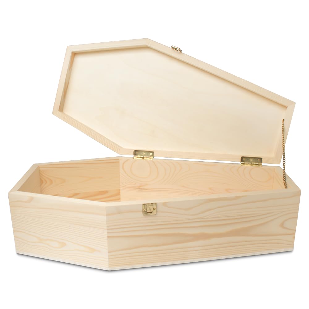 Pet Casket - 30  Wooden Burial Box for Dogs and Cats, Strong and Safe Baltic Birch Coffin With Hinged Lid, Loving Memorial for D