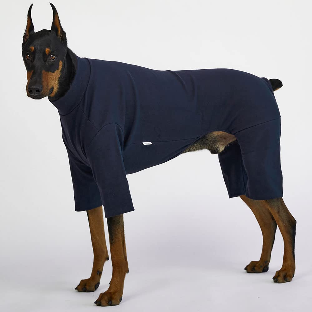 Lucky Petter Small Dog Pajamas Basic Onesie Doggie Jammies Stretchable Dog Jumpsuit Bodysuit Pjs (5X-Large, Basic Navy)
