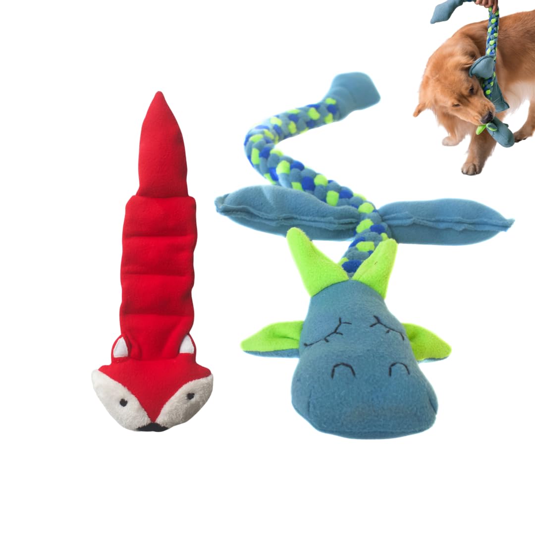 For the love of Dog Bundle for Tug Lovers | Tugasaur + Squeaky Fox | Indoor Play & Mental Stimulation | for All Dogs