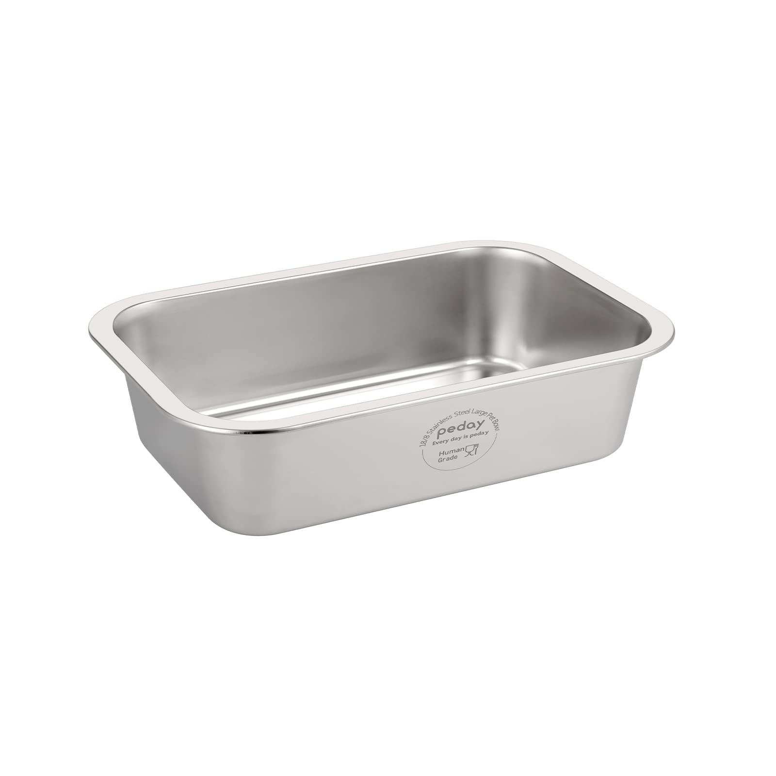 PEDAY 0.84 Gallon Dog Water Bowl, Human Grade Stainless Steel, for Medium & Large Sized Dogs- Single Pack