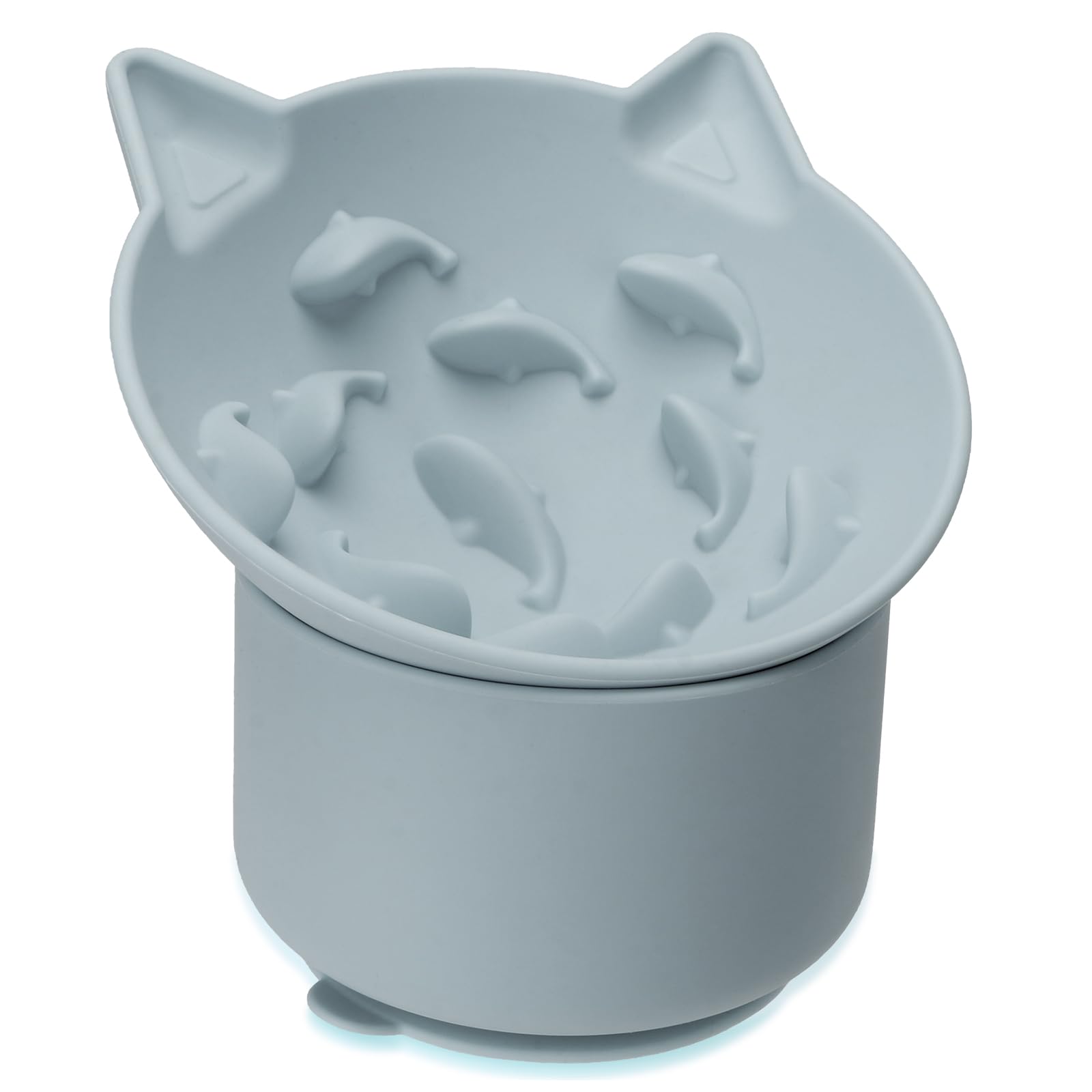 Bikabpet Silicone Cat Slow Feeder, Elevated Slow Feeder Cat Bowl Tilt Design, Cat Dish to Slow Down Eating, Suitable for Dry and