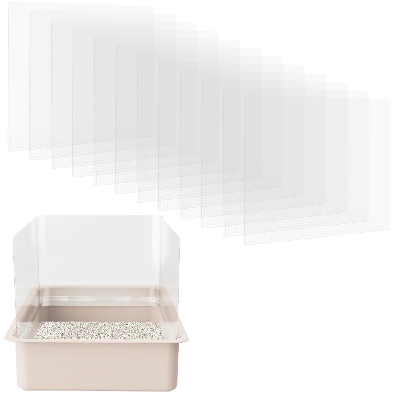 Qnbcaa 12Pcs Cat Litter Box Pee Shields - Open Top Litter Box Splash Guard Privacy Screen Transparent Easy Clean 14.5 * 11.5In
