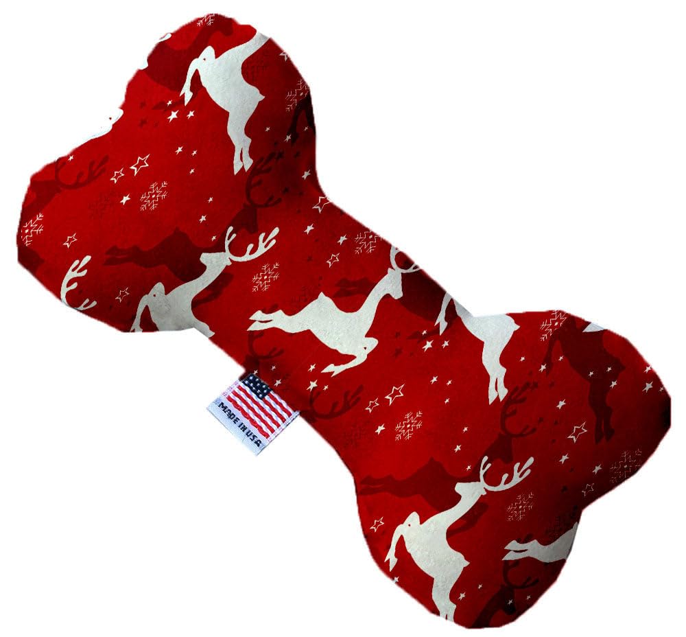 Pet and Dog Plush Heart or Bone Toy, &quot;Classy Christmas Group&quot; (Available in different sizes, and 7 different pattern options!) Dancing Reindeer 8&quot; Plush Bone