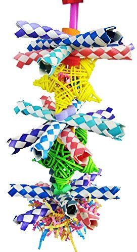 Bonka Bird Toys 1586 Duo Foraging Star Shred - Vibrant, Shreddable Parrot Toy with Bamboo & Paper, Ideal for Medium to Large Bir