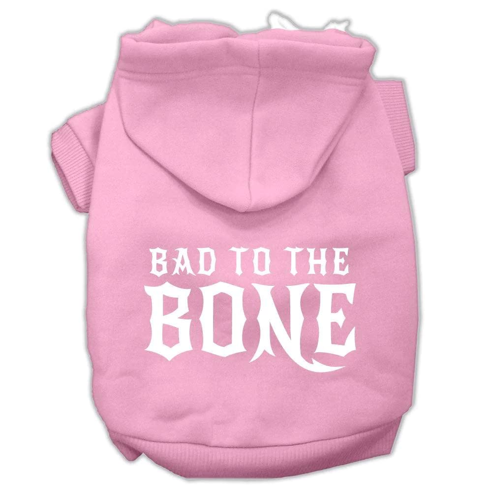 Pet, Dog & Cat Hoodie Screen Printed, 'Bad To The Bone' Baby Blue Xs (0-3 Lbs.)