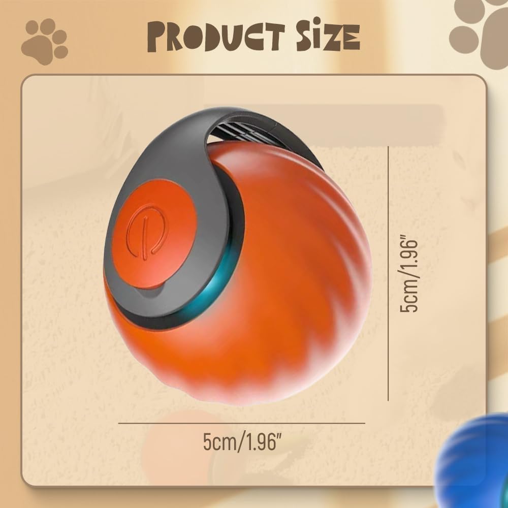 Juvhot Interactive Cat Ball Toy, Automatic Smart Cat Toy Ball, Two Speed Adjustment, Usb Rechargeable, Orange