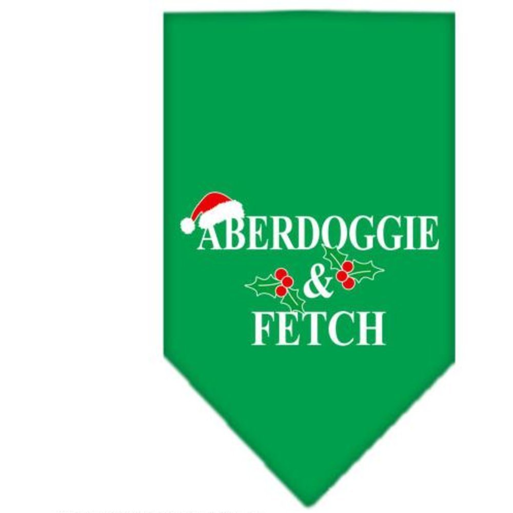 Christmas Pet and Dog Bandana Screen Printed, &quot;Aberdoggie Christmas&quot; Emerald Green Large