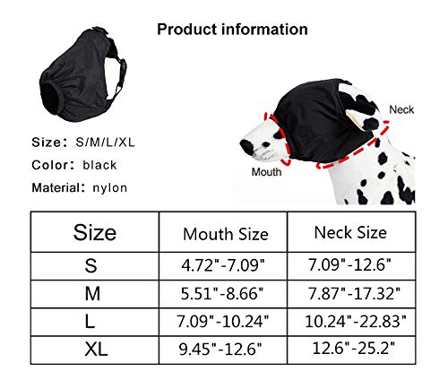 Delifur Dog Muzzle Pet Eye Cover Dog Blindfold Thunder Cap For Dogs Eye Mask Nylon Shading For Grooming Anti Car Sickness Adjustable(Xl)