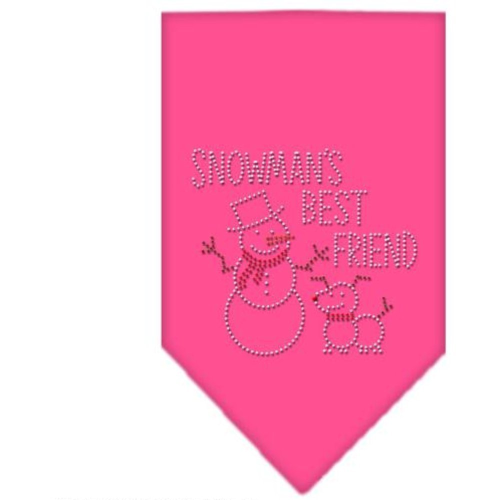 Christmas Pet and Dog Bandana Rhinestone, Snowman's Best Friend Bright Pink Large