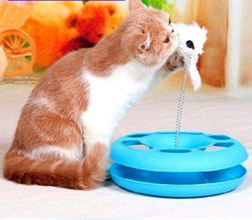 Cat Turntable Toys Cat Moving Mouse Spring Play Ball Bell Toy Interactive Cat Toys