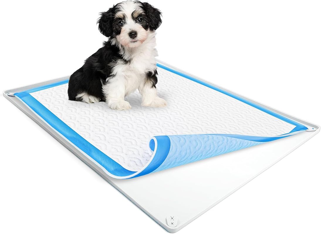 Skywin Tidyfriend Pee Pad Holder Tray 30 X 36 Inches, Silicone Dog Potty Tray, Easy To Clean No Spill Dog Potty Training Pad Hol