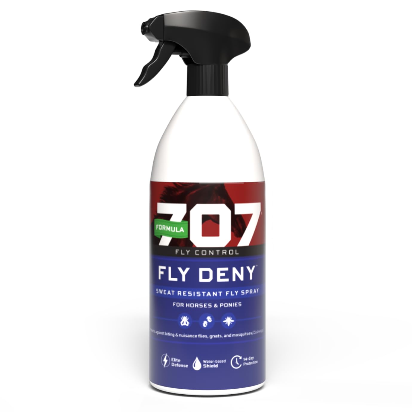 Formula 707 Fly Deny Spray for Horses & Ponies, Sweat-Resistant 14-Day Protection from Flies, Gnats & Mosquitoes, Repels and Kil