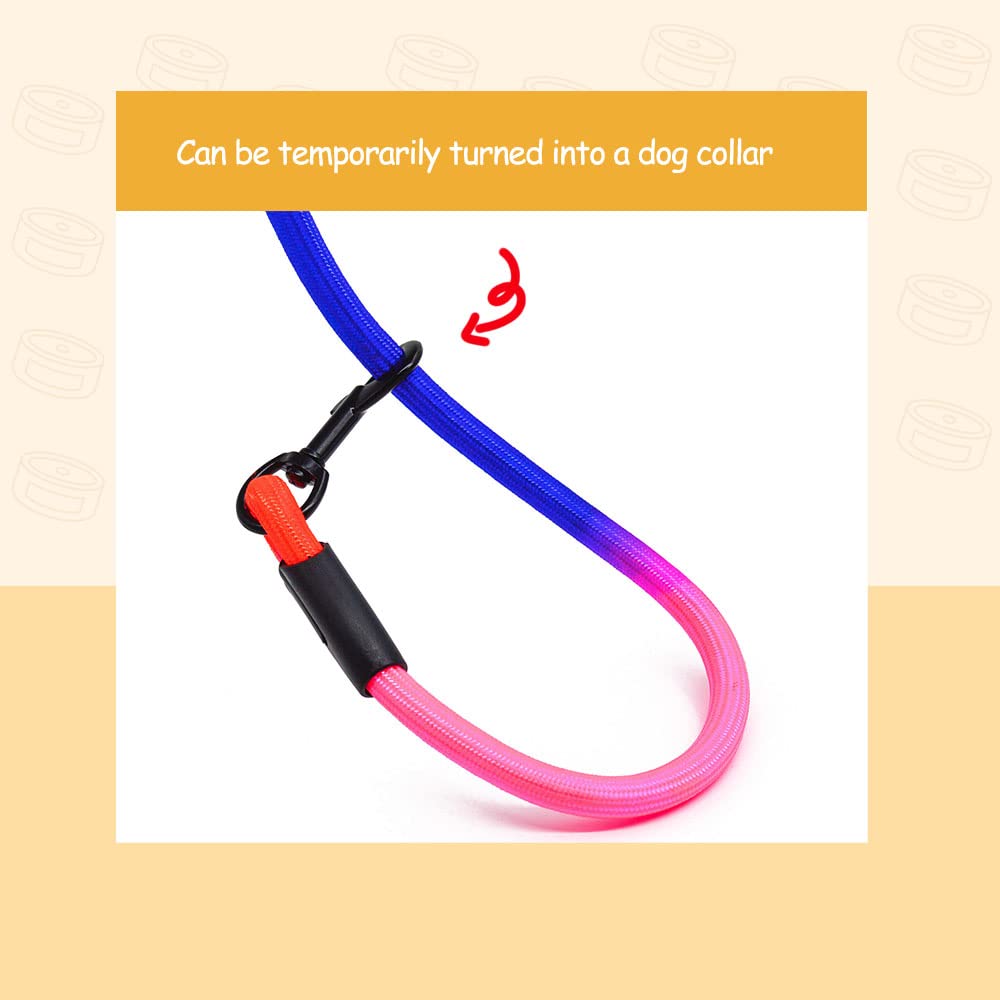 Jopoy Dog Leash For Large & Medium Dogs - Heavy Duty Reflective Rope Leash, 5Ft Rainbow, 18-120 Lbs