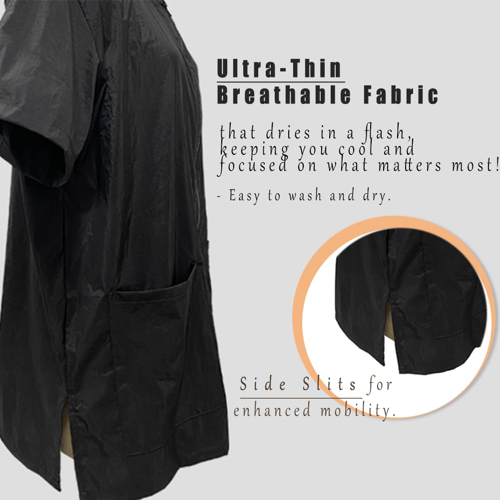 Suweisua Dog Grooming Smock For Men Women, Anti-Static Smock For Pet Shop Dog Cat Grooming Bathing, Short Sleeves, Water Resista
