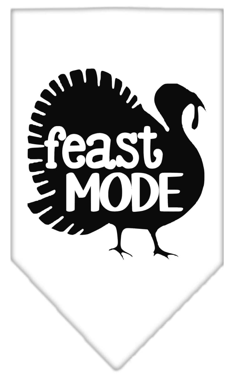 Mirage Pet Product Feast Mode Screen Print Bandana White Large