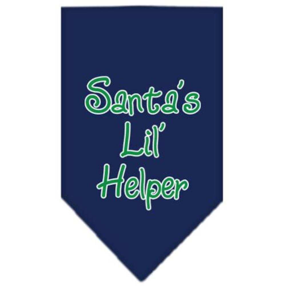 Mirage Pet Products Santa Lil Helper Screen Print Bandana for Pets, Large, Navy Blue