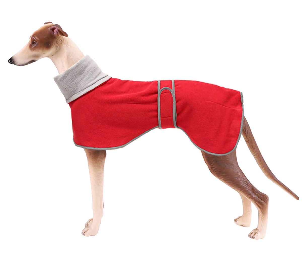 Geyecete Greyhound Cosy Fleece Jumper, Dog Winter Coat With Warm Fleece Lining, Outdoor Dog Apparel With Adjustable Bands For Medium, Large Dog -Red-Xl
