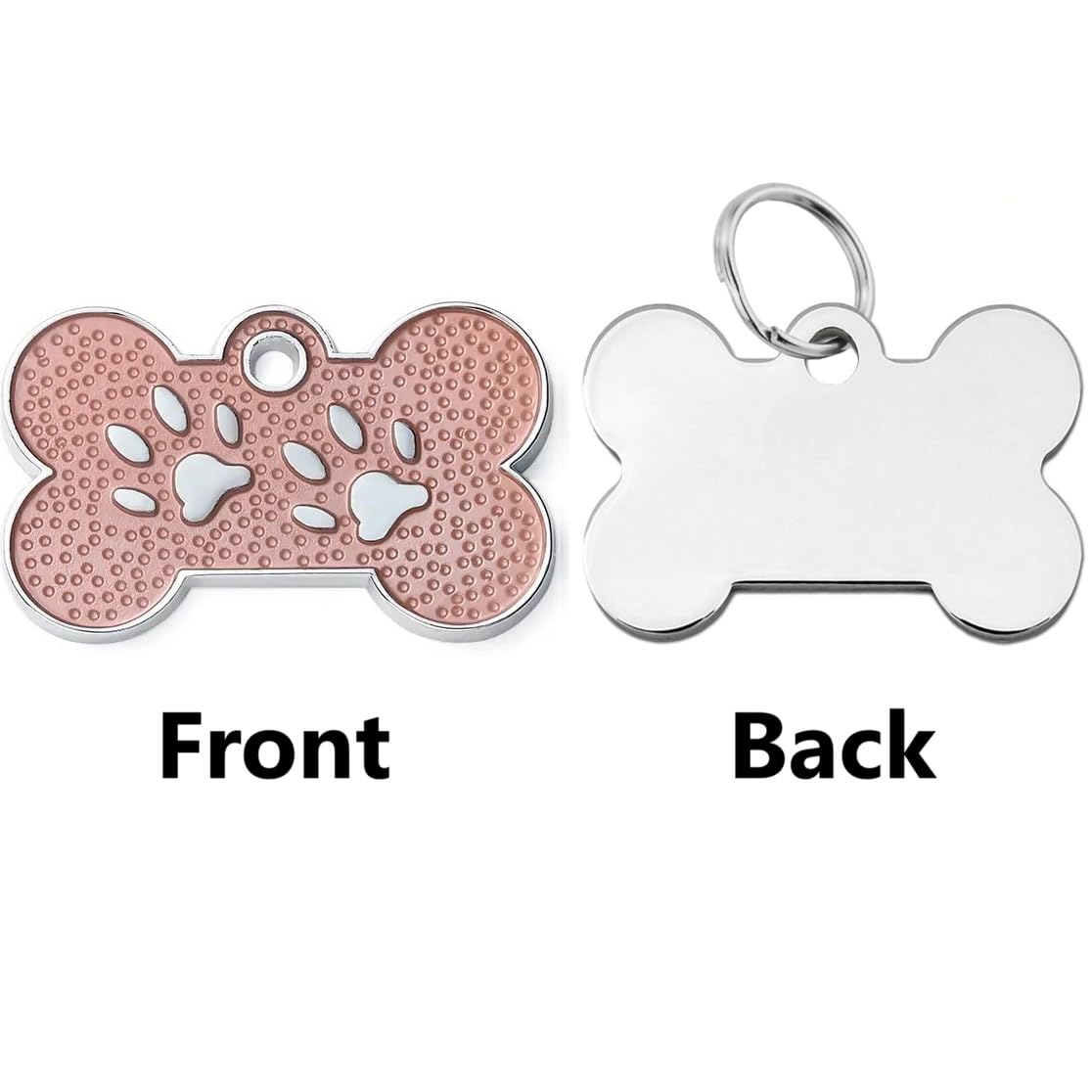 Personalized Paw Pet Id Tag For Collar Or Key Chain - Bone-Shaped-Small: Light Gold