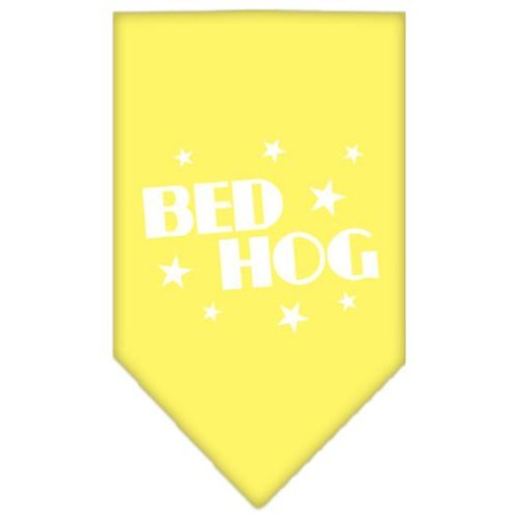 Pet and Dog Bandana Screen Printed, &quot;Bed Hog&quot; Yellow Large