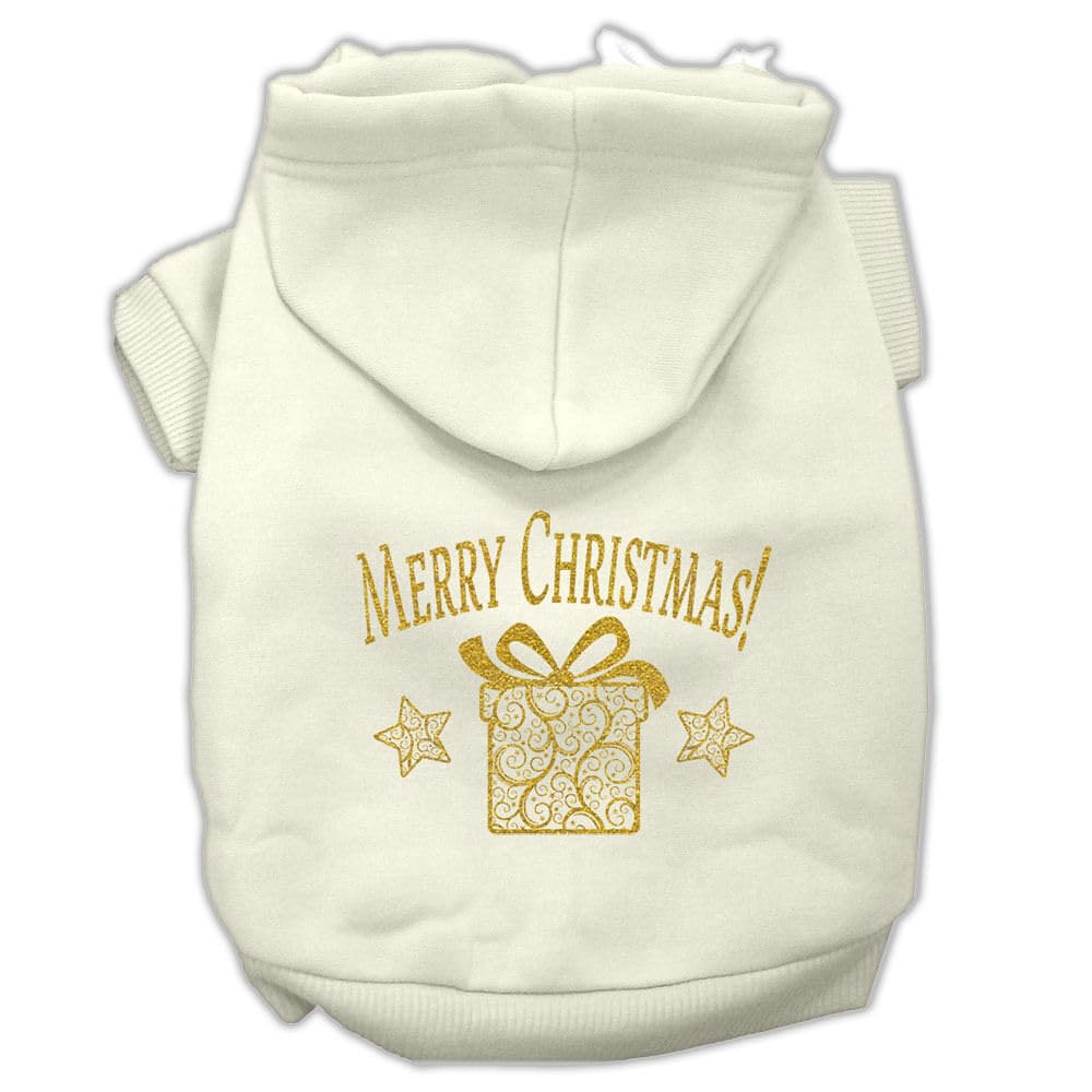 Christmas Pet Dog & Cat Hoodie Screen Printed, Golden Cream XL (14-20 lbs.
