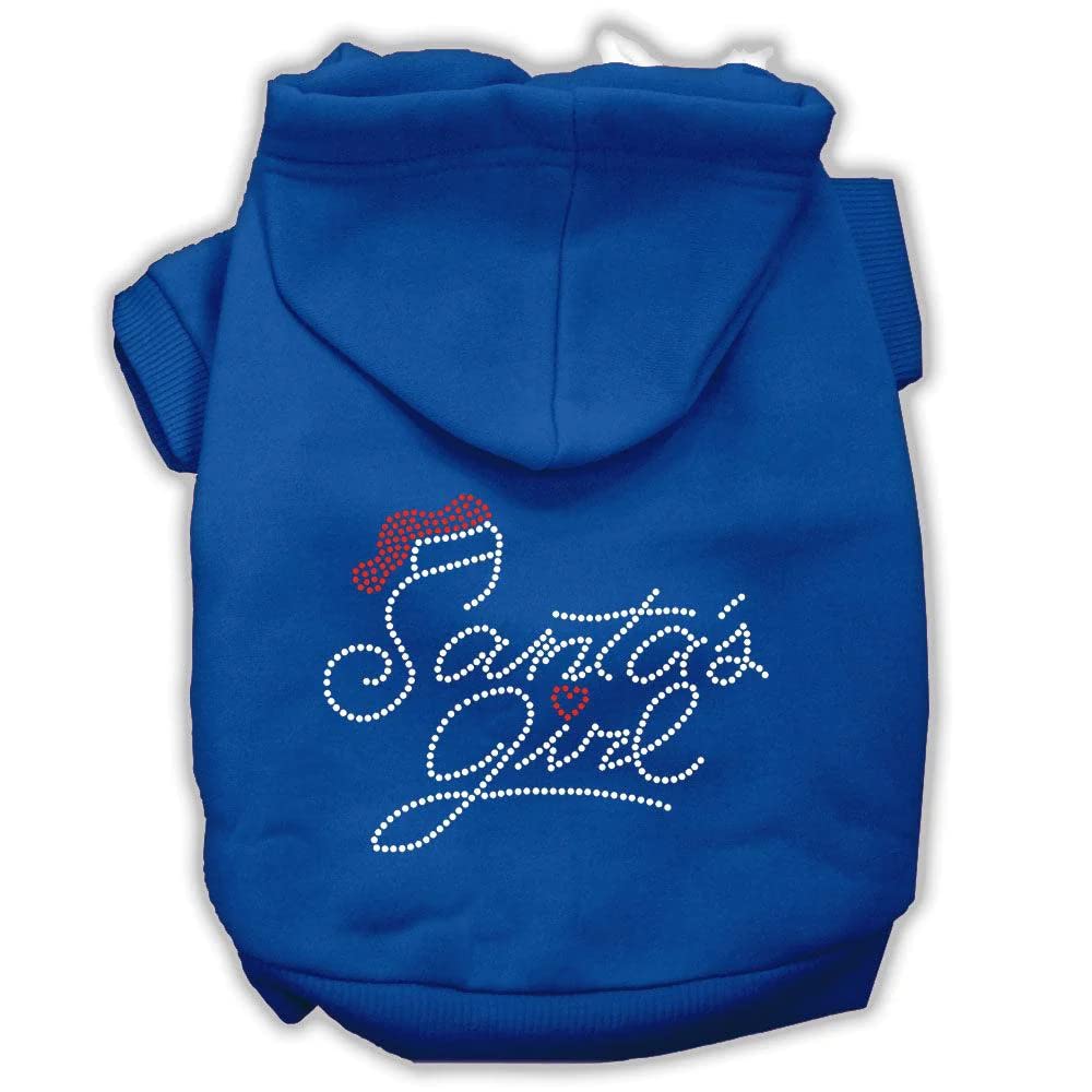 Christmas Pet, Dog & Cat Hoodie Rhinestone, 'Santa'S Girl' Blue Xs (0-3 Lbs.)