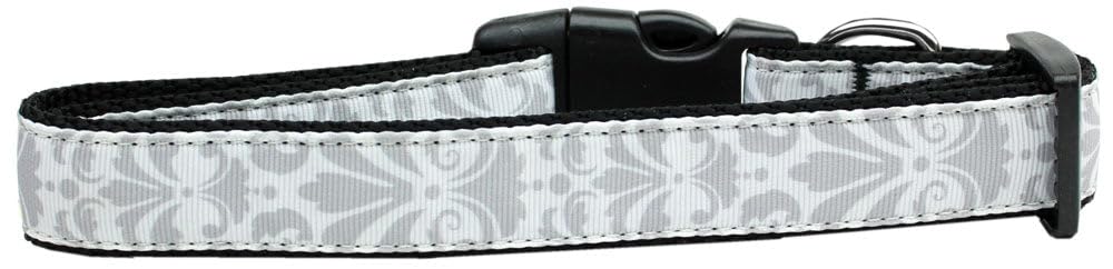 Mirage Pet Products Damask Nylon Dog Collar, Medium, Grey