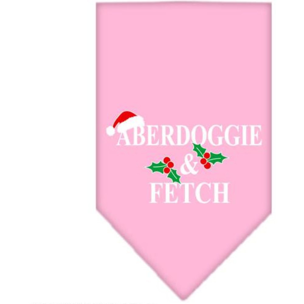 Christmas Pet and Dog Bandana Screen Printed, &quot;Aberdoggie Christmas&quot; Light Pink Small