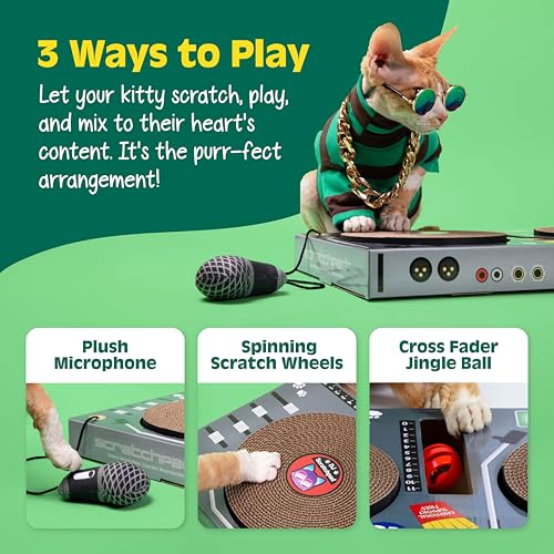 Dj Scratchpad By Relatable, Enrichment Cat Toys And Kitten Toys For Your Furry Friends, Cat Tree Essentials, Includes Box With 2