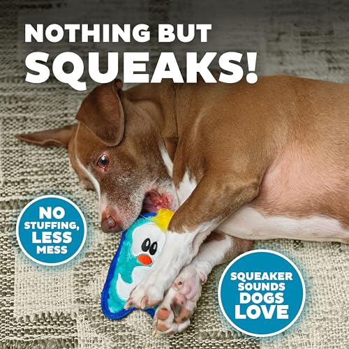 Outward Hound Plush Squeaky Dog Toy, Blue Penguin, X-Small, Durable Polyester, Model 67806