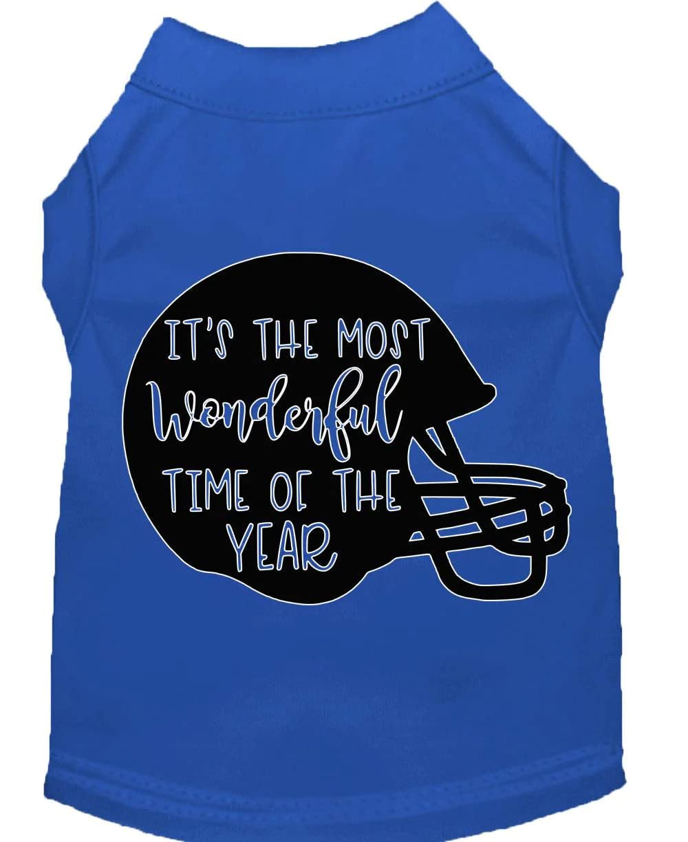Pet Dog & Cat Shirt Screen Printed, "It's The Most Wonderful Time Of The Year (Football)" Brown MD (6-10 lbs.)