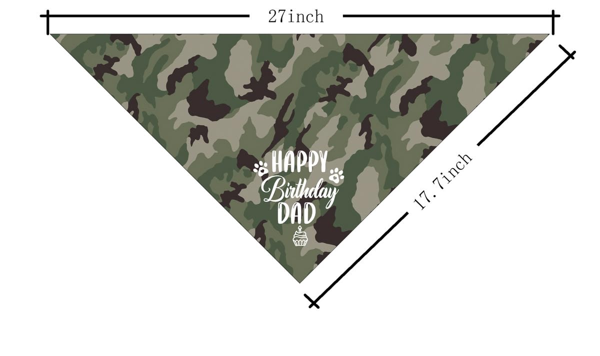 K32 Camouflage Dog Bandana - Happy Birthday Dad Dog Scarf Accessory For Pet Scarf Gift