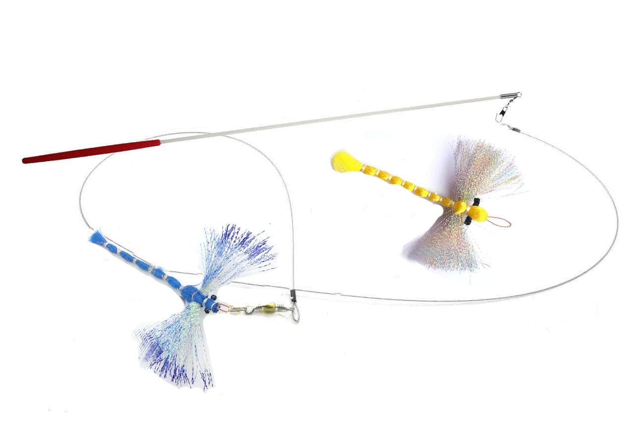 Cat Toy Teaser Wand - Dragonfly Katfly Teaser And Teaser Wand - Blue