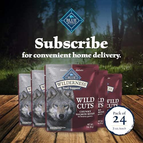 Blue Buffalo Wilderness Trail Toppers Wild Cuts Natural High-Protein Dog Wet Food, Salmon Bites in Hearty Gravy, 3-oz Pouch, 24