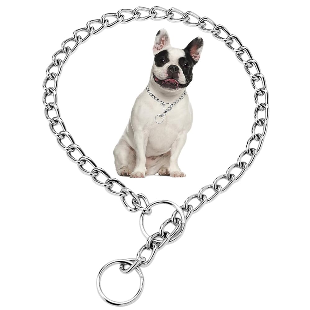 Silver Chain Collar For Dogs,Metal Slip Link Martingale Dog Collar Training Heavy Duty Male Boys Dog Chain Female Girls Puppy Co