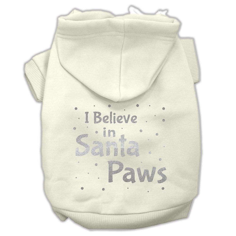 Christmas Pet, Dog & Cat Hoodie Screen Printed, I Believe in Santa Paws Cream XL (14-20 lbs.)