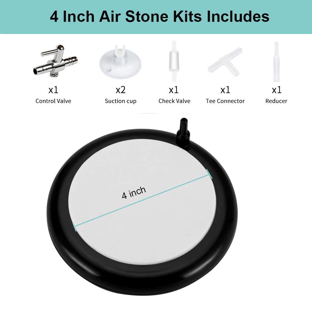 Hygger Aquarium Air Stone Kit, Fish Tank Bubbler, Nano Furnace Flue Round Air Stone Disk Set For Hydroponics, Small Bubbles, Ult