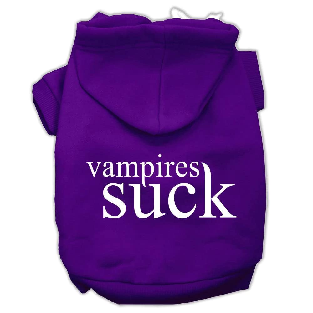 Halloween Pet, Dog & Cat Hoodie Screen Printed, &quot;Vampires Suck&quot; Purple 3XL (25-35 lbs.)