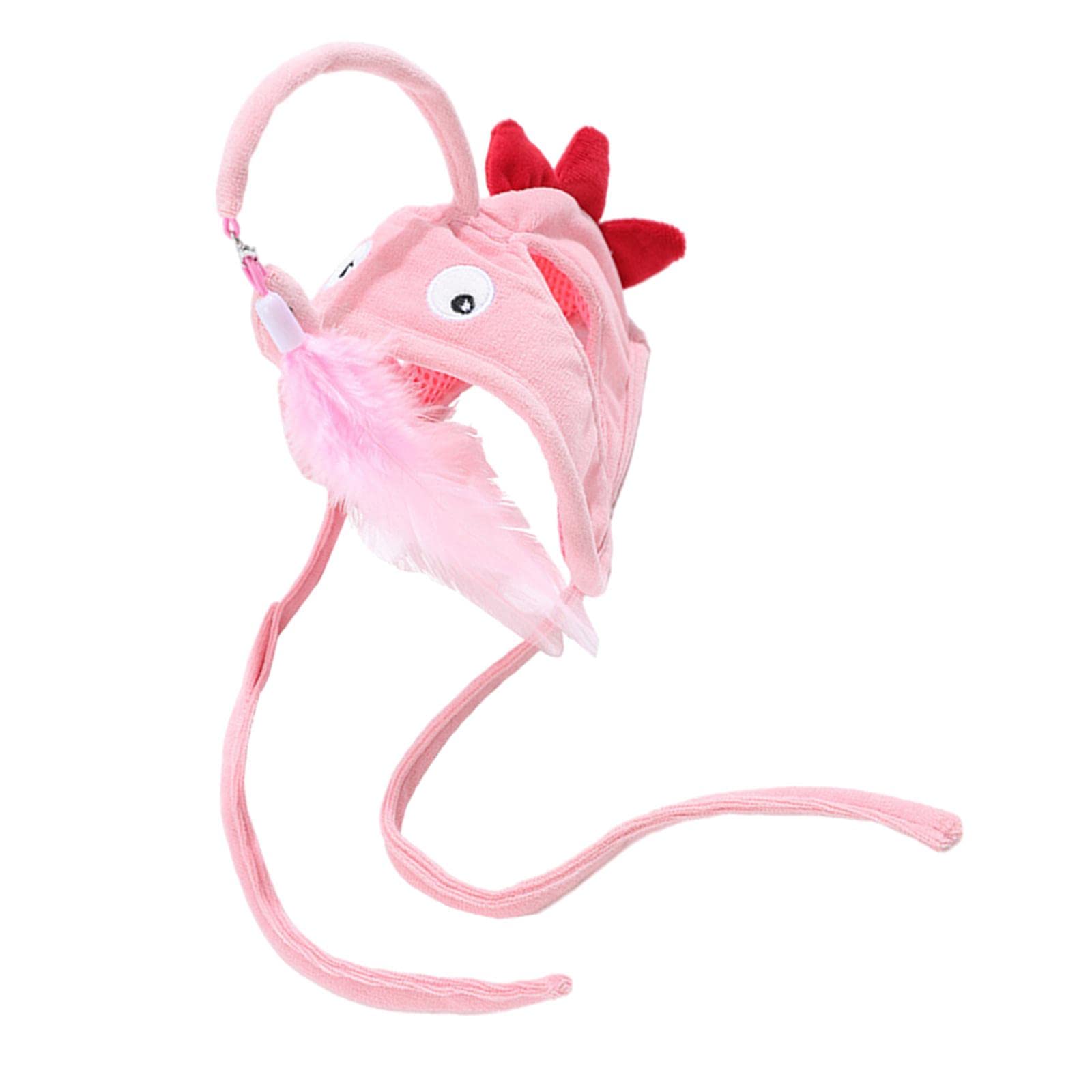 Ecomistiq Funny Cat Toy Interactive Teaser Wand For Indoor Training Kitty Pink Dinosaur| Toys| Supplies |Pet