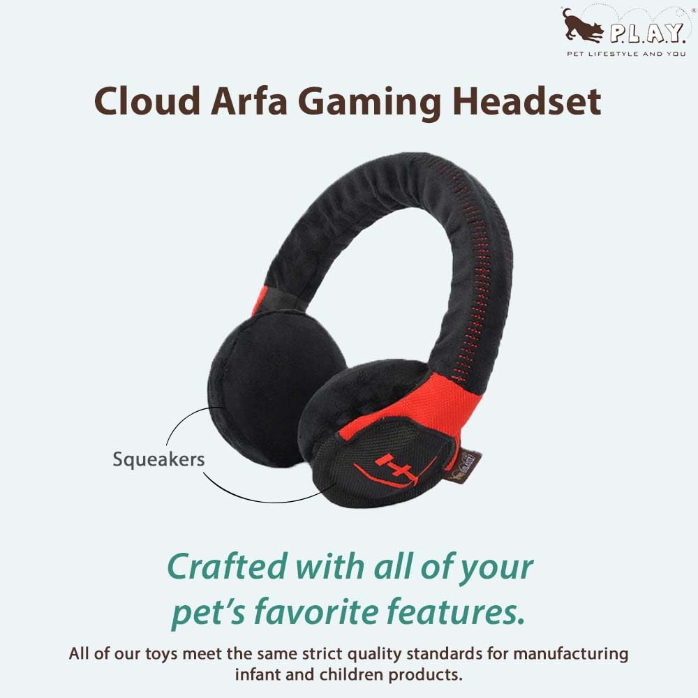 P.L.A.Y. Cute Plush Dog Toys - Hyper X X P.L.A.Y. Gaming Accessories Dog Toy Collab - Computer Gamer Themed Durable Squeaker Chew Toy - Great For Puppies & Small, Medium, Large Dogs (Headset)